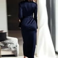 thumbnail image 4 of Elegant Solid Color Slim Banquet Dress Casual Lady Long Sleeve Wrap Hips Party Dress Sexy V-neck High Waist Lace Up Satin Dress, 4 of 4