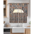 thumbnail image 2 of Blue Flower Print, Swag Valance and Tier Curtains 36'' Length Set, Farmhouse Boho Decorative Patterns Light Filtering Kitchen Curtains, Tier Curtain Valances for Bathroom/Living Room/Bedroom/Café, 2 of 6