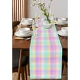 thumbnail image 4 of Pink Blue Table Runner 90 Inches, Buffalo Plaid Checker Modern Gingham Lattice Bed Runner Dresser Scarves Tabletop for Indoor Outdoor Parties/Ceremony/Banquet, 13" x 90", 4 of 8