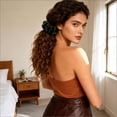 thumbnail image 5 of JCLIFE Large Velvet Hair Scrunchie, 5 Inch Elastic Hair Tie for Thick and Thin Hair, Soft Classic Ponytail and Bun Holder, Single Piece - Emerald, 5 of 5