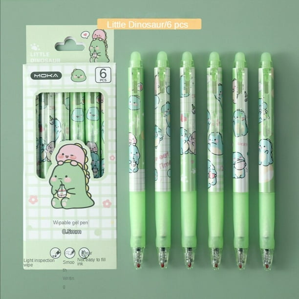 Bolígrafo de Gel borrable, bolígrafos bonitos de Bollpoint, papelería Kawaii barata, papelería de examen para estudiantes, papelería escolar y de oficina, 6 unids/set
