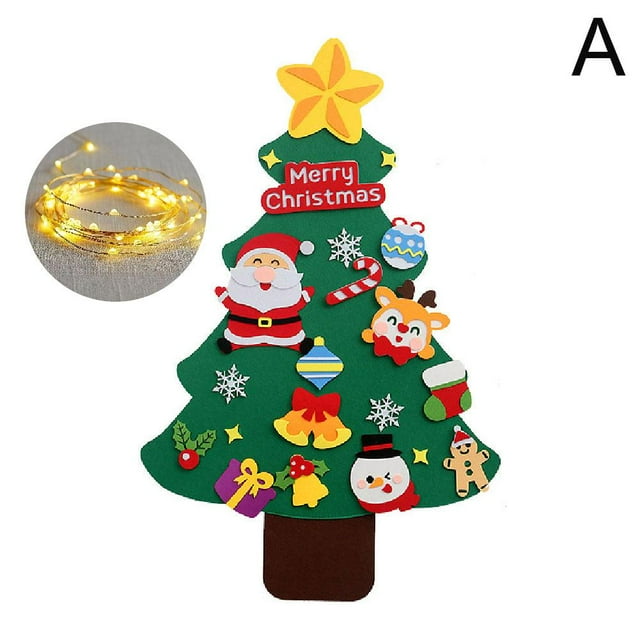 Everized Felt Christmas Tree for Kids Felt Christmas Tree for Toddlers,Toddler Felt Christmas Tree with Lights, DIY Felt Christmas Tree Set,Oversized Felt Christmas Tree with Lights