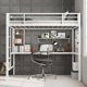 thumbnail image 1 of Tamaño individual size metal loft cama con grande escritorio y almacenamiento estantes-safety guardrail ladder space-saving niños y adults in sala de estar o dormitorio (blanca y brown), 1 of 6