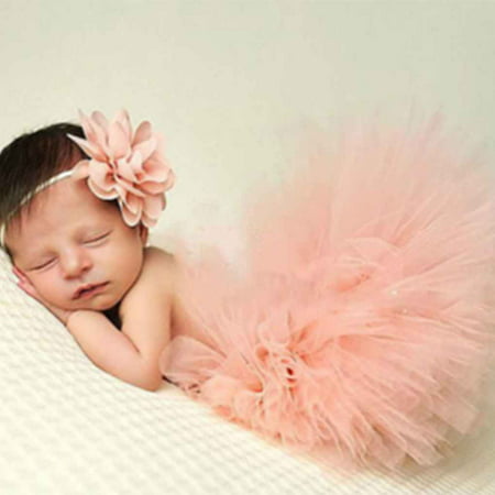 Cute Princess Newborn Photography Props Infant Costume Outfit with Flower Headband Baby Girl Summer