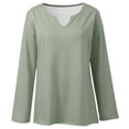 thumbnail image 4 of Bmisegm Long Sleeve Tops for Women V Neck Casual Blouse Loose Fit Solid Color Tops Everyday Womens Tops Light Green XXL, 4 of 6