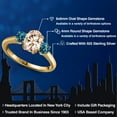 thumbnail image 2 of Gem Stone King 1.66 Ct Oval Peach Morganite London Blue Topaz 18K Yellow Gold Plated Silver Ring, 2 of 6
