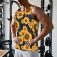 thumbnail image 5 of Logiee Navy Blue Plaid Sunflower Print Men's Workout Tank Top,Quick Dry Workout Tank Top,Gym Muscle Tee,Fitness Bodybuilding Sleeveless T Shirt-4X-Large, 5 of 7
