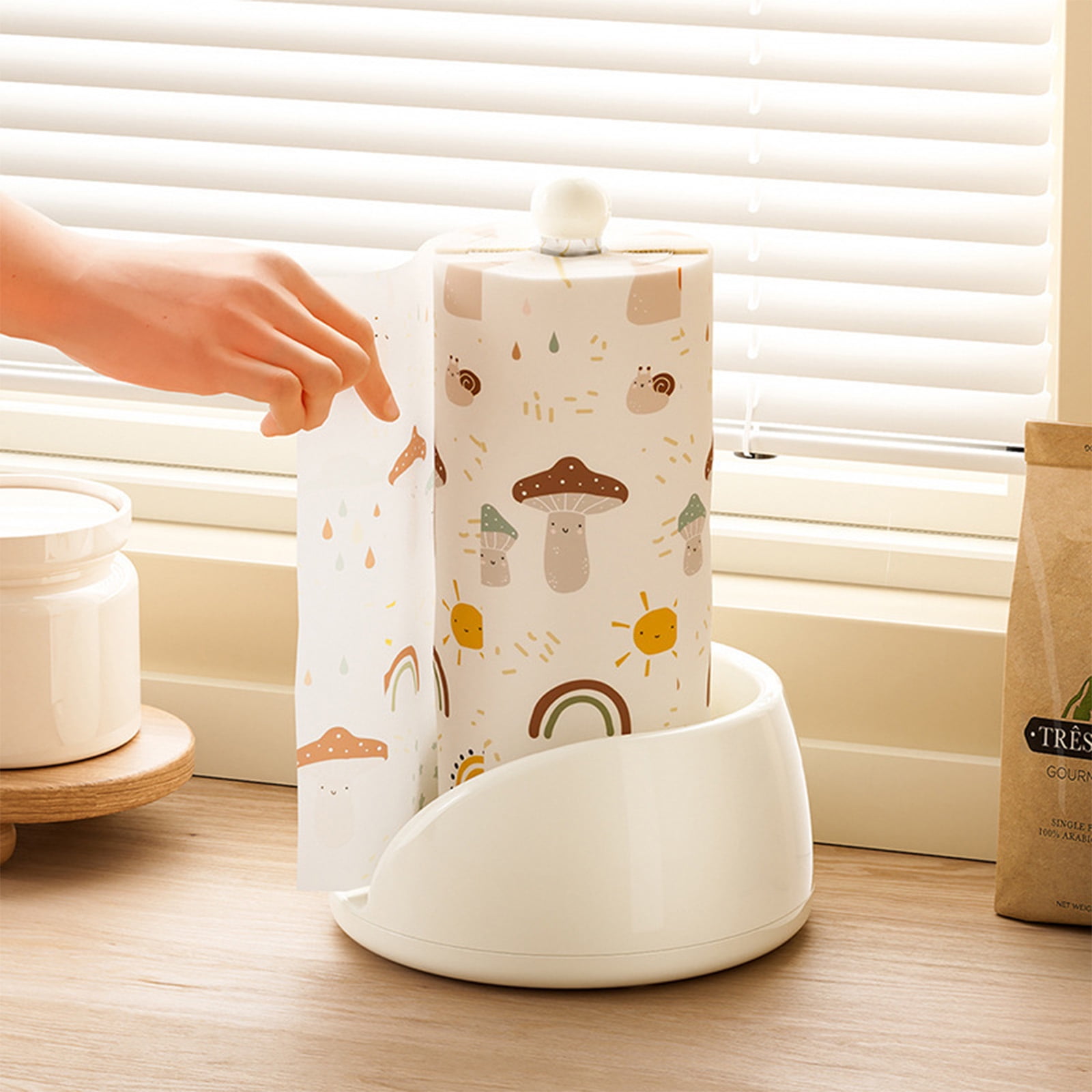 360 Degree Rotating Paper Towel Holder With Storage Shelf For Kitchen Office Bathroom Organiser Tissue Roll Rack