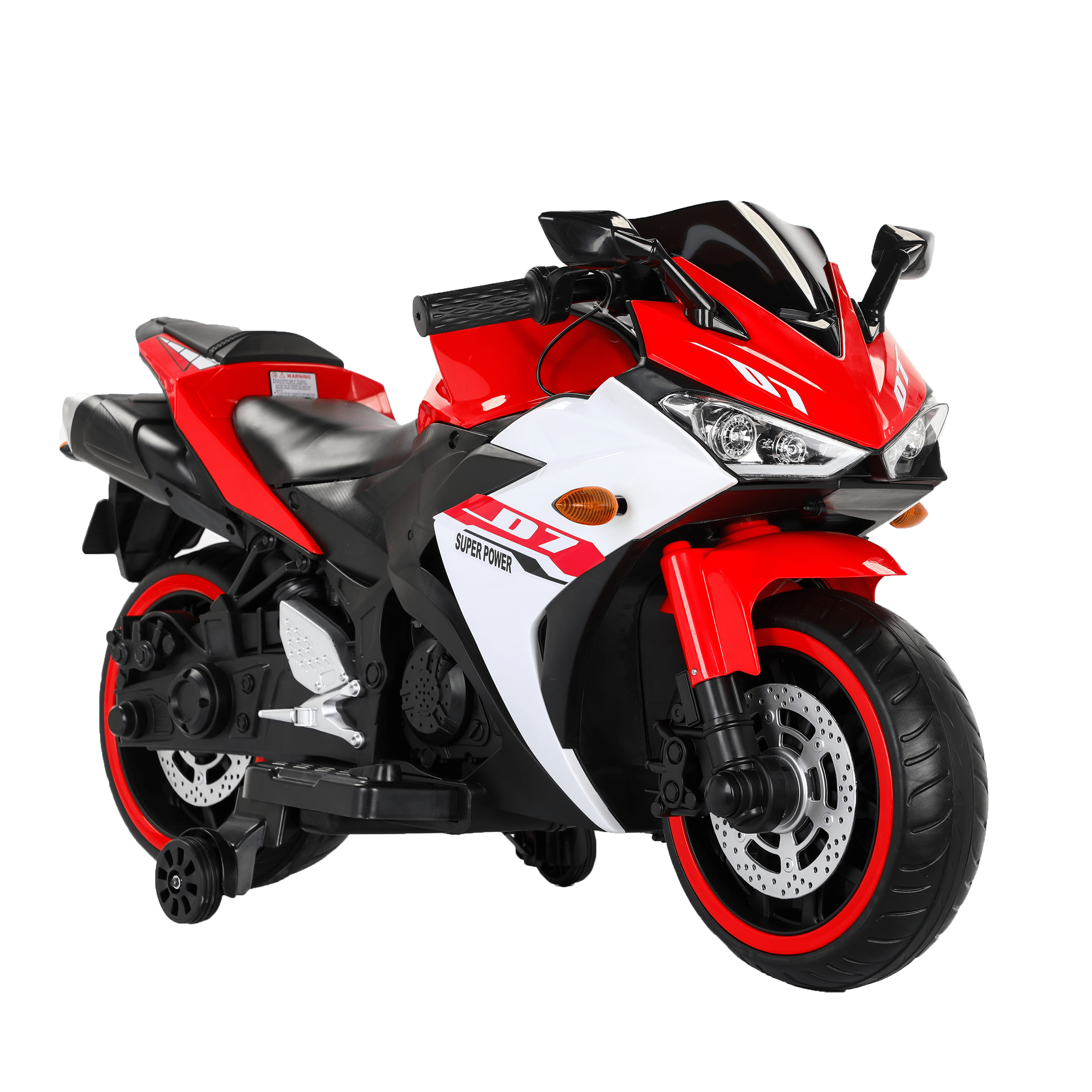 TAMCO Ride On Motorcycle Kids Electric Ride-On Toy With Training Wheels, Manual Throttle, And Lighting Wheels