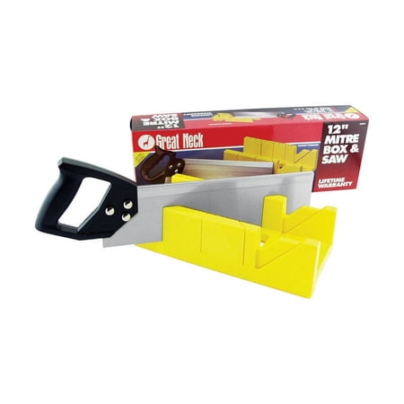 UPC: 0076812000385 | Great Neck 12 in. L x 4 in. W High Impact Polypropylene Mitre Box with Back Saw Yellow 1 pc.