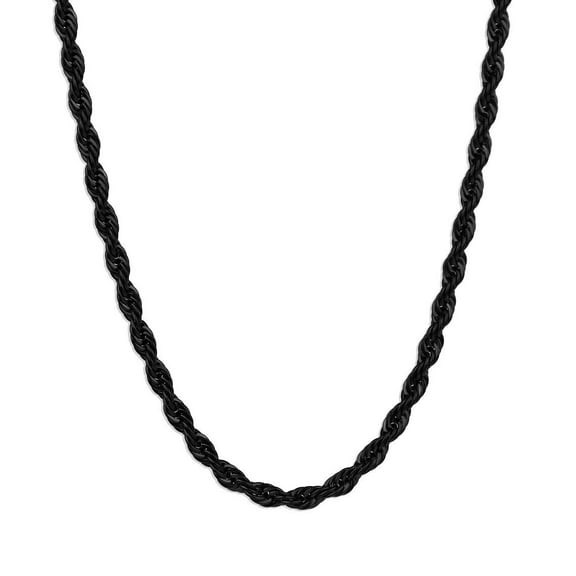 Black Rhodium Sterling Silver Italian Rope Chain Mens 925 Necklace 2mm 16''-30''