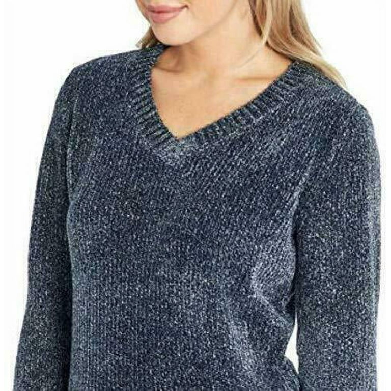 ORVIS Soft Chenille Marled Blue V-Neck Tunic Sweater in 2023