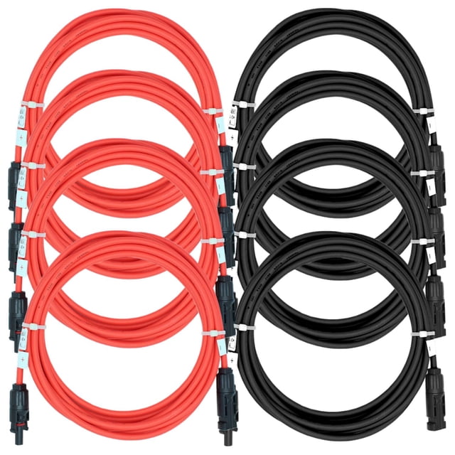 Cable Solar con Conectores MC4 SolarGyx 4Kits 6m C.12 4mm Hembra y Macho MC4 4 Negros 4 Rojos. Total 48 m Cable y Conec