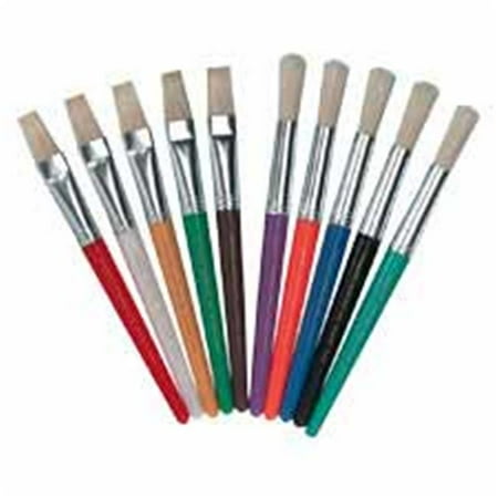 Chenille Kraft Company Natural - Chenille Kraft Company CKC5184 Paint Brushes- Natural Bristles- Flat- 7-.50in. Hdle- 10-ST- Asst.