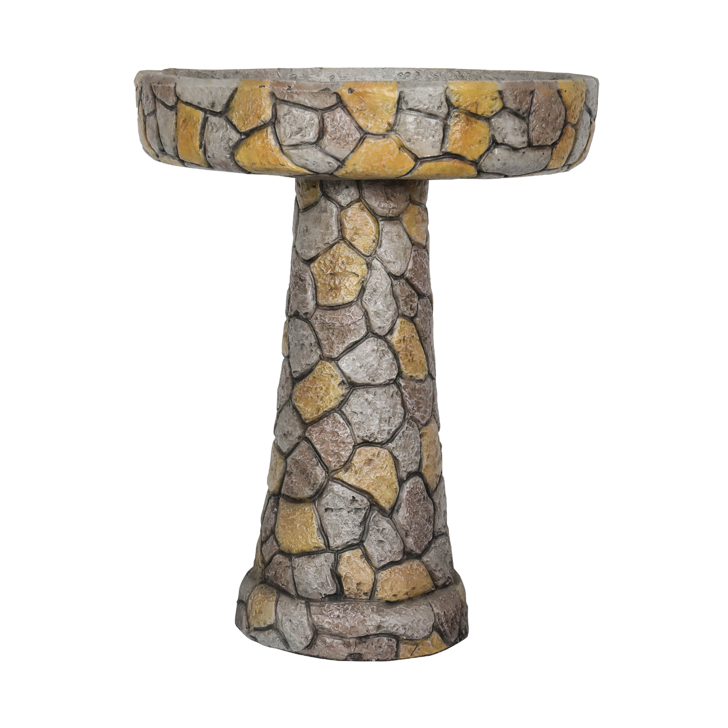 Concrete Bird Bath for Garden, 24" Tall Vintage Birdbath, Outdoor Standing Bird Water Bowl, Decorative Pedestal Bird Feeder for Patio Deck Backyard