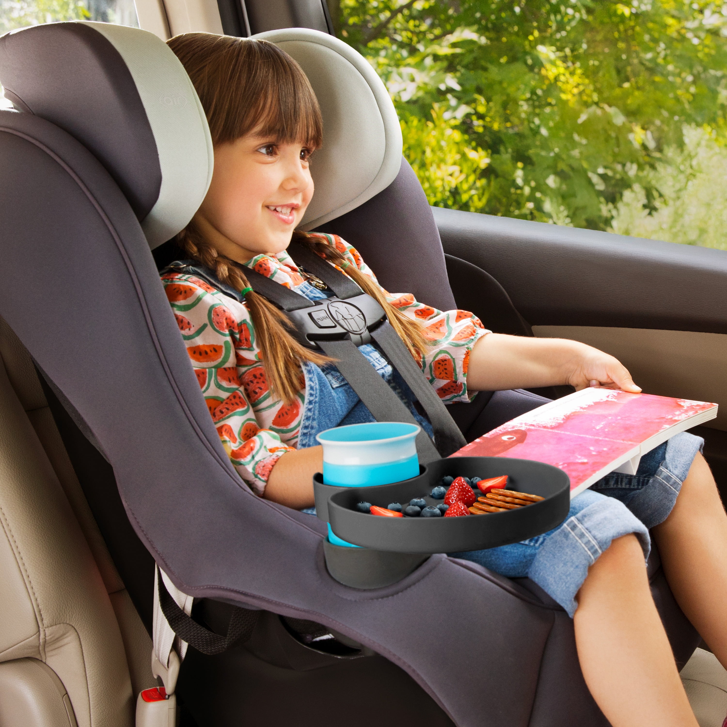 Munchkin® Car Seat Toddler Travel Snack Tray, Mess-Free, Gray, Unisex