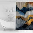 thumbnail image 4 of Navy Blue Golden Shower Curtains for Bathroom Waterproof Fabric Bath Curtains Decor Bath Tub Curtain Abstract Modern Artwork Decorative Shower Curtain Sets with 12 Hooks, 72x72 Inch, 4 of 6