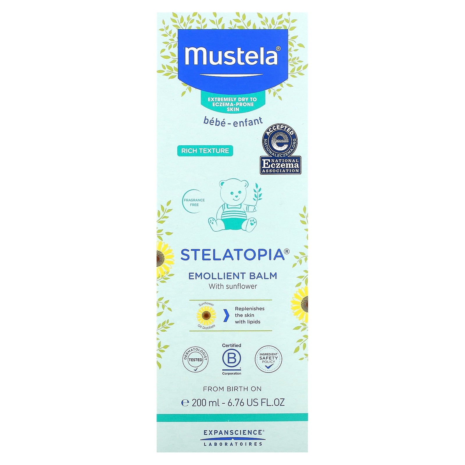 Mustela Stelatopia Eczema-Prone Skin Emollient Baby Face Cream - Face  Moisturizer with Natural Avocado & Sunflower Oil - Fragrance-Free - 1.35 Fl  Oz