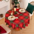 thumbnail image 2 of Romanstile Round Christmas Tablecloth - 60 Inch - Plaid Checkered Water Stain Resistant Table Cover, Washable Polyester Table Cloth for Xmas Dinner/Party Decoration/Holiday, 2 of 5