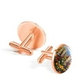 thumbnail image 3 of PhooArto Men's Classic Stainless Steel, Colorful Wildflowers Pattern Cufflinks Business Wedding Shirts, Rose Gold, 3 of 7