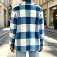thumbnail image 4 of cocolona Womens Classic Plaid Jacket Fleece Lined Long Sleeve Lapel Overcoat Fall Winter Warm Trendy Outerwear, 4 of 7