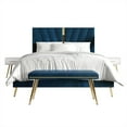 thumbnail image 3 of Castle Place Contemporary Velvet King Upholstered Bed with 2 Nightstand and Bench, Navy Blue, 3 of 18