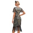 thumbnail image 3 of IDOPIP 1920s Flapper Dresses for Women Great Gatsby Dresses Sequin Fringed Roaring 20s Cocktail Dress, 3 of 5