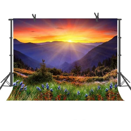 Image of MOHome Beautiful Nature Mountain Photography Backdrop Photo Props 7x5ft Sunrise Scenery Background