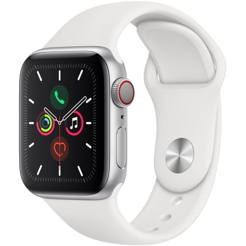 Restored Apple Watch Series 5 40mm GPS   Cellular, Silver Aluminum Case - White Sport Band Good
