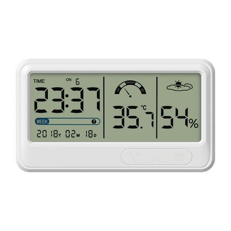 

Walmeck Digital Hygrometer Electronic Humidity Meters Gauge with Time Date LCD Display Indoor Hygrometer with Bracket for Greenhouse Garden Cellar