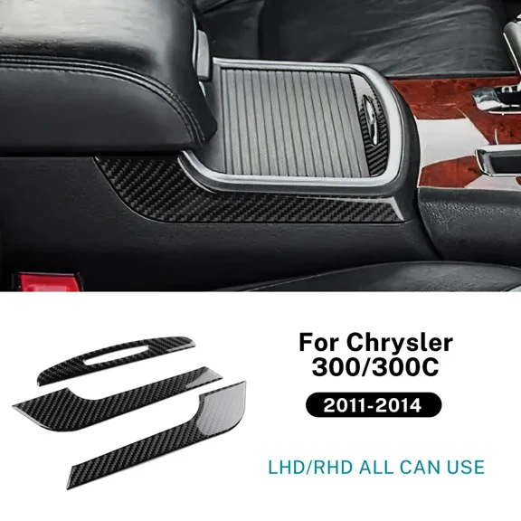 For Chrysler 300 300C 2011 2012 2013 2014 Real Soft Carbon Fiber Sticker LHD RHD Car Central Control Cup Panel Accessories.