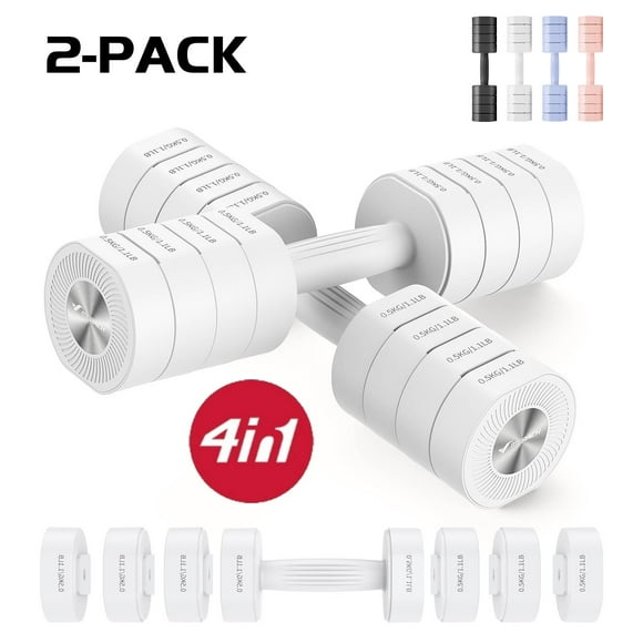 MERACH 8.8 lbs Adjustable Dumbbells Set of 2, 4-in-1 Free Weights for Women, Hand Weights for Home Gym, White