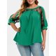thumbnail image 1 of Grupo abierto de encaje de hombro curvo Hem más el tamaño de la blusa Rosegal Blusas Tallas Grandes, 1 of 5