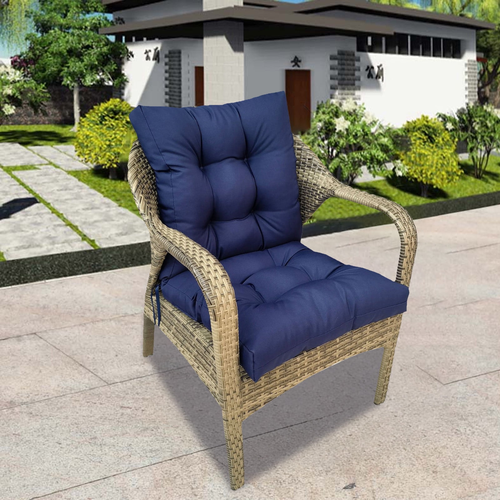 Hvmvliv Rocking Chair Cushion 53x53cm, Highly Elastic for Garden Benches Rattan Chairs, 2 Pack Plush Cushion Blue
