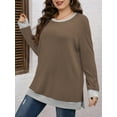 thumbnail image 6 of LANREMON Womens Tops Long Sleeve Shirts for Women Plus Size Womens Clothes Fall Shirts for Women Basic Crew Neck Tops for Women Winter Brown XL, 6 of 8