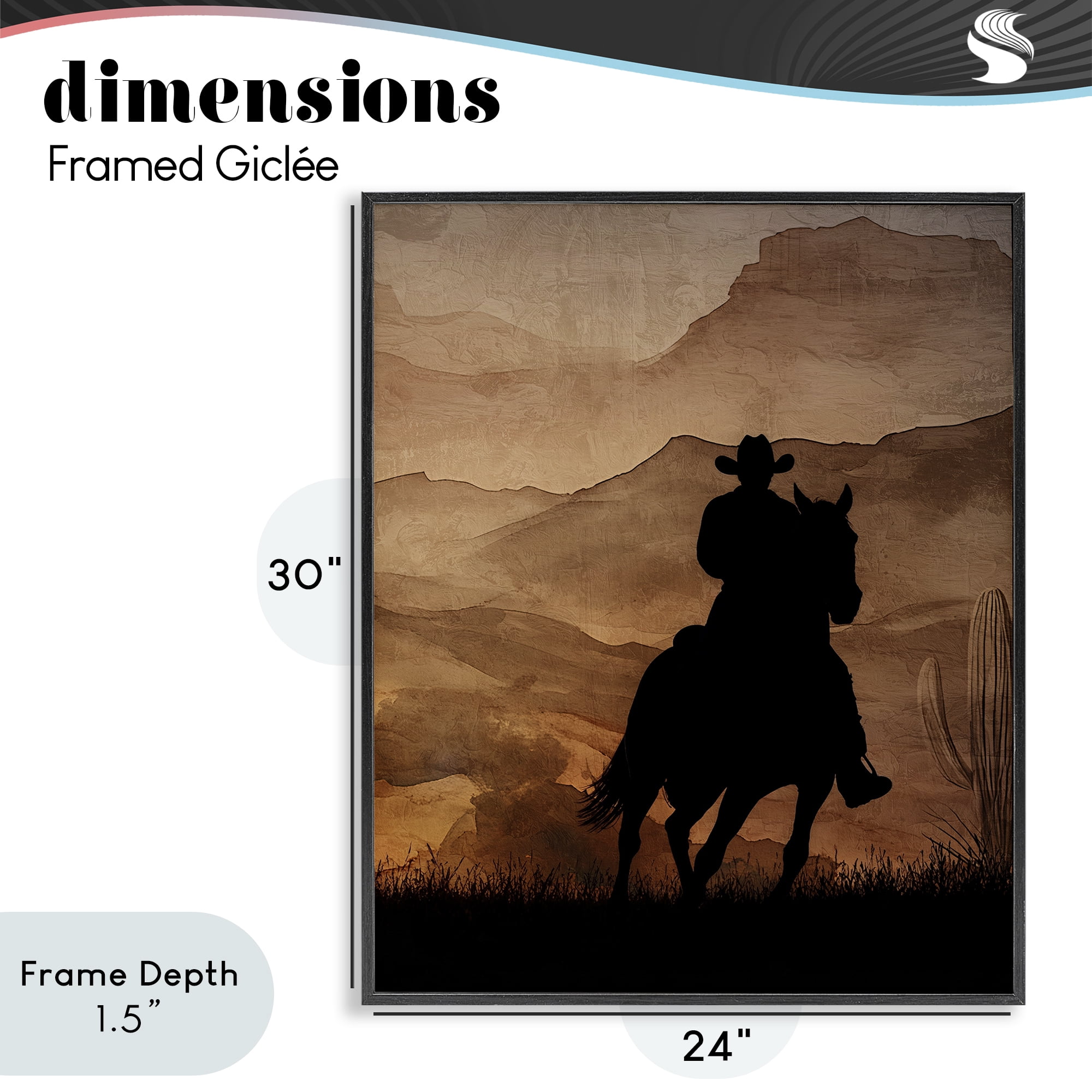 Stupell Industries Cowboy's Sunset Ride Black Framed Giclee Art, design by Kim Allen