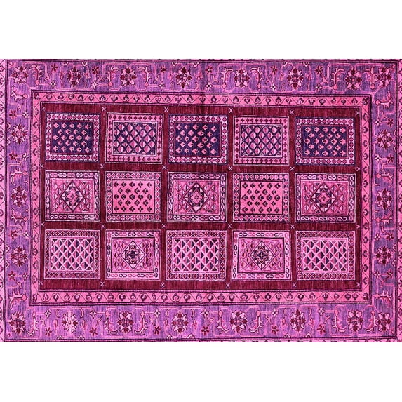 Ahgly Company Indoor Rectangle Abstract Pink Modern Area Rugs, 8' x 10'