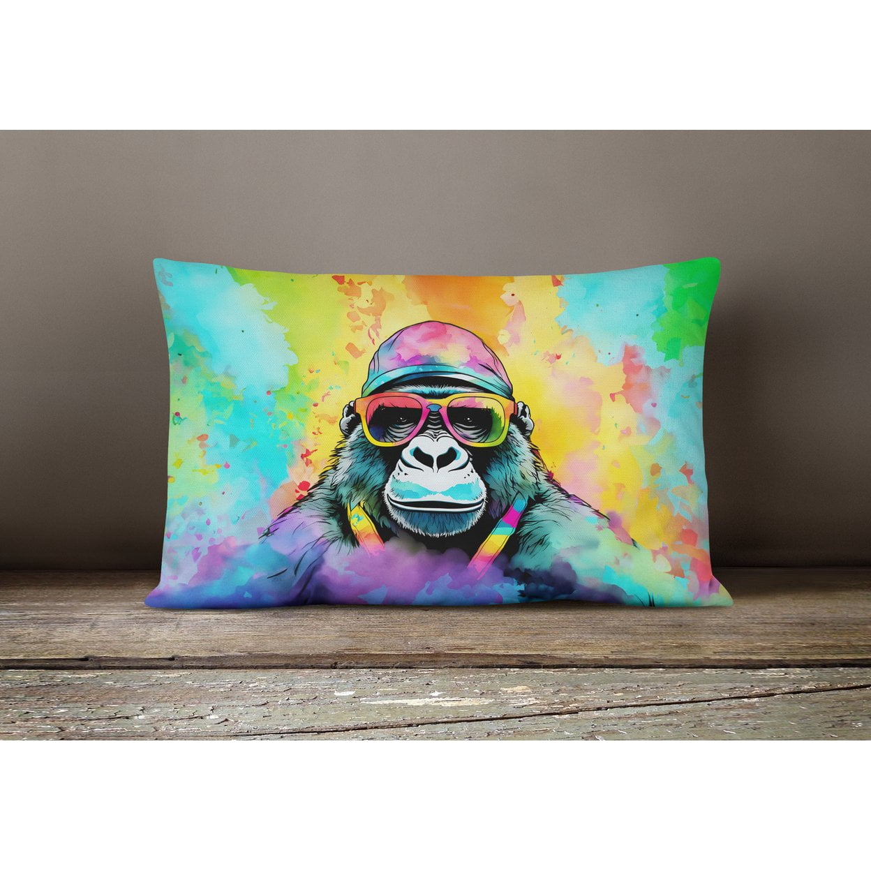 Carolines Treasures DAC3989PW1216 16 x 12 in. Unisex Hippie Animal Gorilla Polyester Fabric Throw Pillow