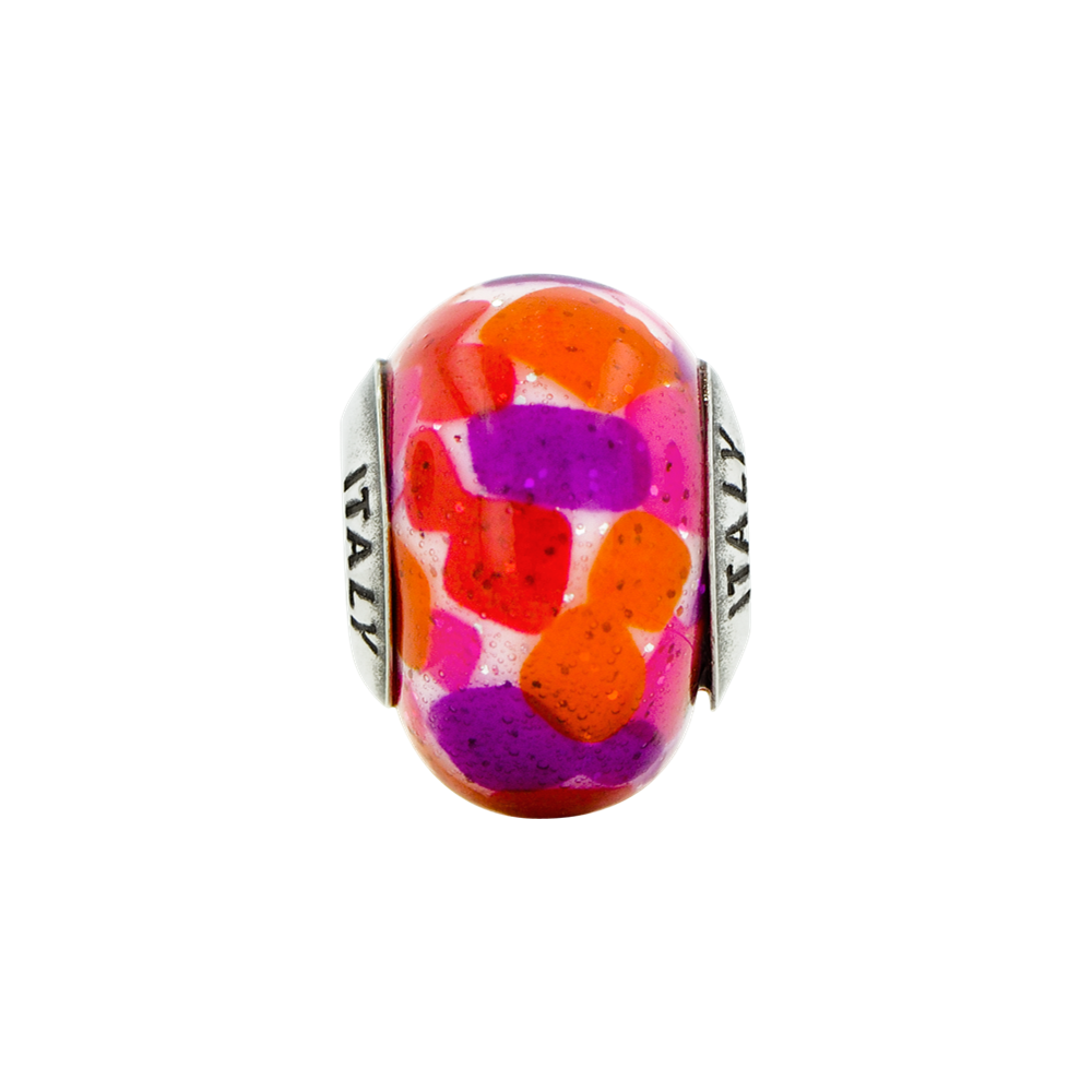 Jewelry Beads Glass Beads Sterling Silver Reflections Yellowith Gold//Red Italian Murano Bead