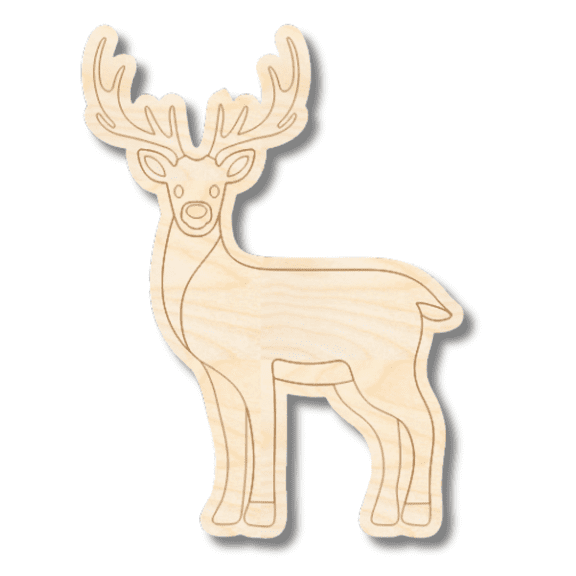 Unfinished Wood Etched Deer Shape | Paint By Line Crafts 30" / 1/4"