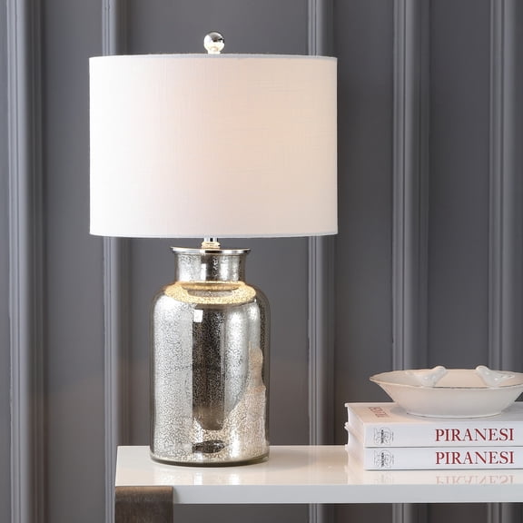 JONATHAN Y Emilia 24.5" Mercury Glass LED Table Lamp, Mercury Silver, JYL1084A