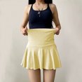 thumbnail image 6 of Aihuaihua Fold Over Shorts Skirt Low Waist Pleated Skirts Strechy Elastic Waisted Cute Shorts for Women Girl Y2k Yellow XL, 6 of 7