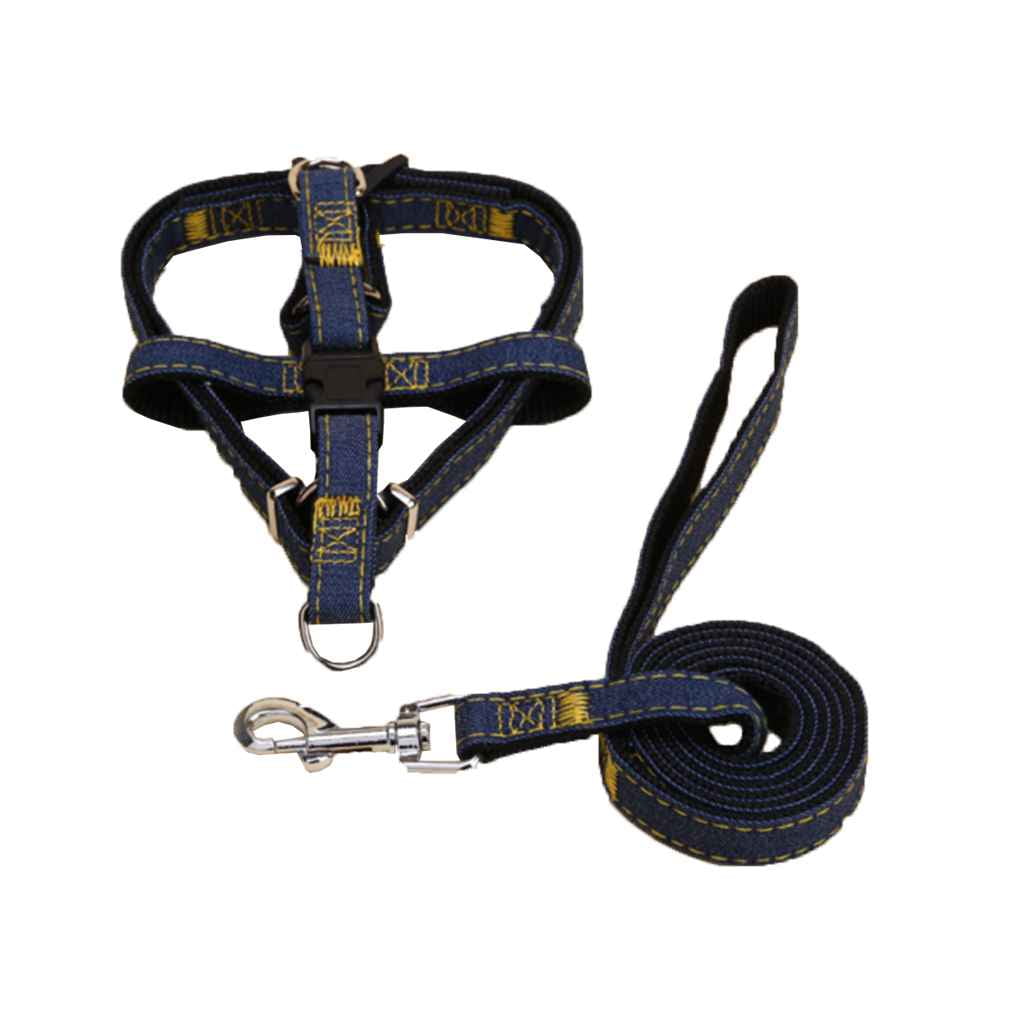 VONKY Dog Leash Harness Adjustable Leash Set Denim Dog Leash Collar for Small Medium Large Dog Daily Training Walking Running Walmart