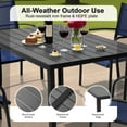 thumbnail image 2 of 7 Piece Outdoor Patio Dining Set, Plastic-wood Dining Table and Chair for 6, All-weather Textilene Armchair Set Space-saving for Small Garden Yard Deck Porch, Blue, 2 of 11