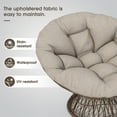 thumbnail image 4 of Leumius 41.5" Papasan Chair, Ergonomic Wicker Chair with Cloud Thick Density Fabric Cushion, Fluid 360 Degree Swivel for Reading,Living Room, Bedroom,Lounge,Gray Base, Beige, 4 of 10