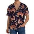 thumbnail image 3 of Honeii 's Leopard Print for men's short-sleeved button-up collared shirt featuring a pocket, perfect for beach vacations, and travel adventures., 3 of 5