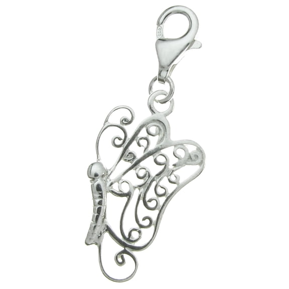 Queenberry Sterling Silver Butterfly Dangle Charm Pendant for European Lobster Clasp Charm
