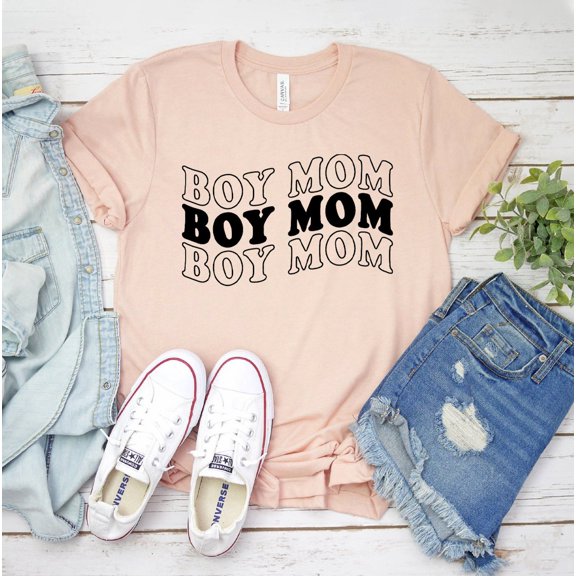 Boy Mom T-shirt Mothers Day Gift Mama Shirt New Life Shirts Of Girl Gigi Women's For Mother's Boys Birthday