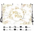 thumbnail image 2 of Fondo personalizado de 7 x 5 pies con diseño abstracto de Sr. y Sra., arte floral dorado con líneas brillantes, textura de fondo para fotografía, pancarta de despedida de soltera, decoración para, 2 of 7
