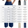 thumbnail image 4 of Hrsba Women Work Pants Solid Color High Waist Back Elastic Loose Wide Straight Leg Side Pockets Daily Trousers, 4 of 8